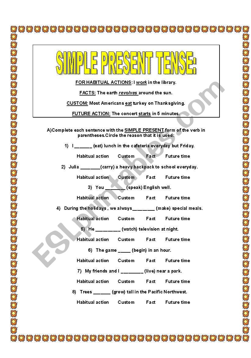 SIMPLE PRESENT TENSE - ESL worksheet by teachergisele