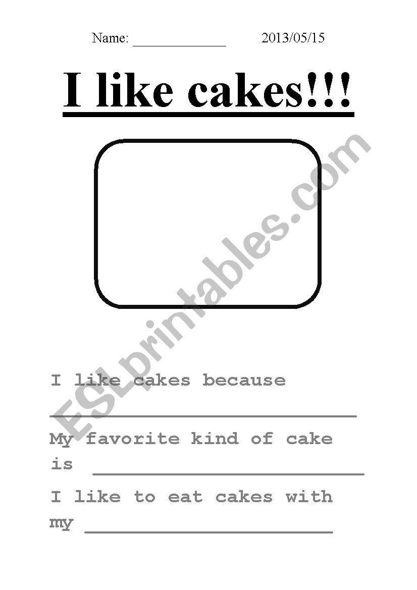 I like cake worksheet