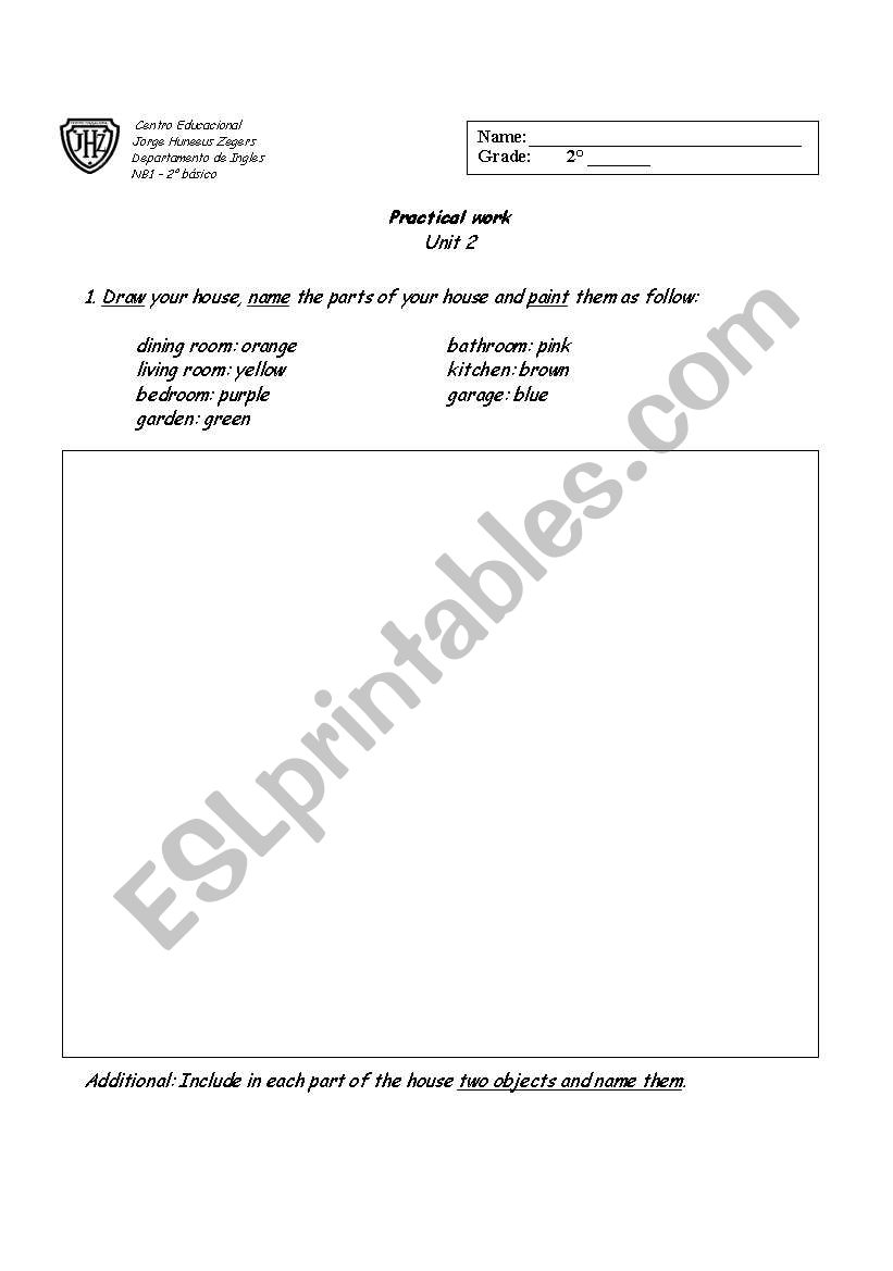 parts of the house worksheet