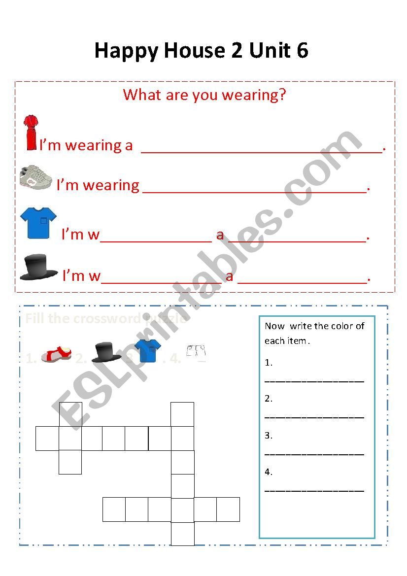 Happy House 2 lesson 6 Clothes extra activity