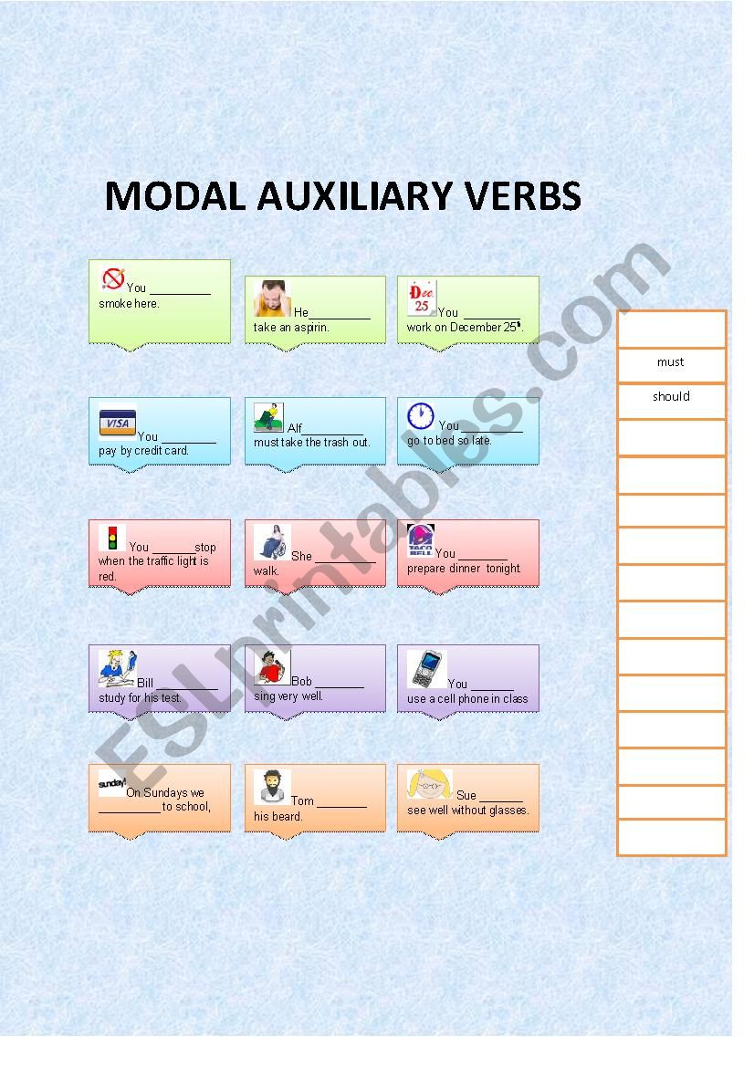 Modals worksheet