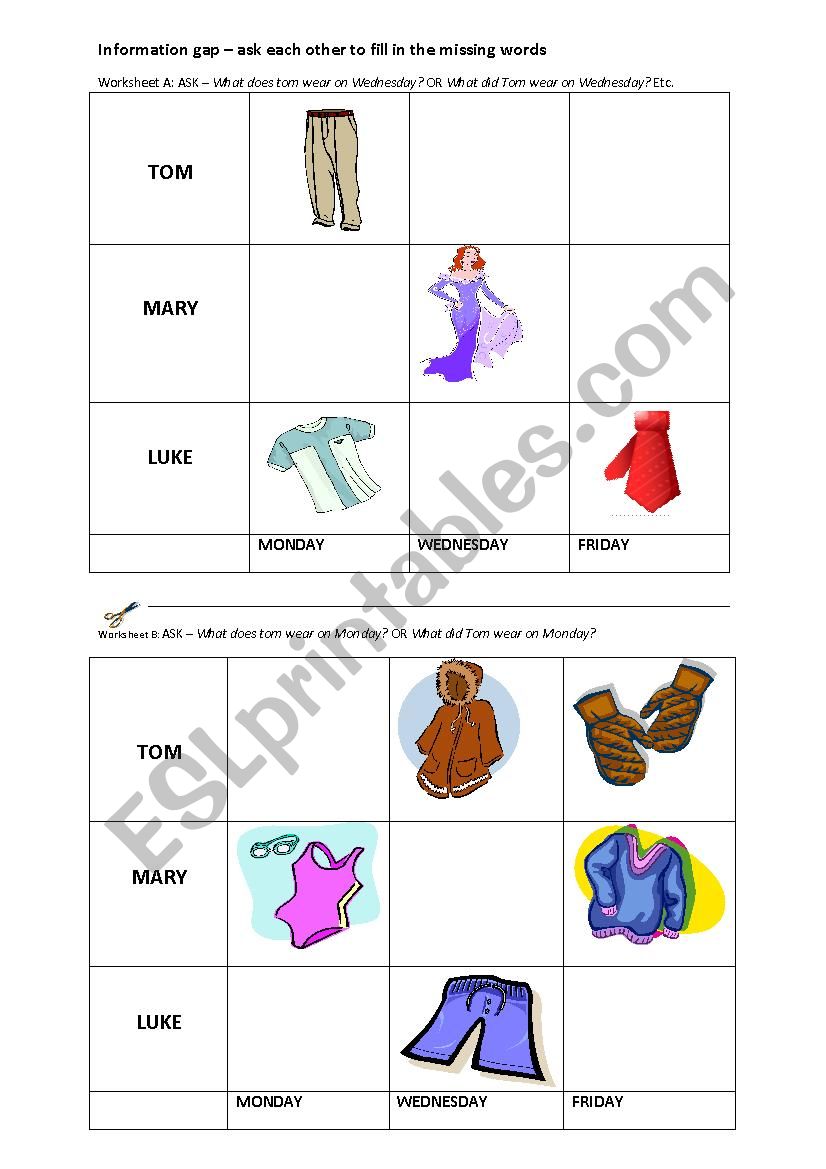 Clothes worksheet