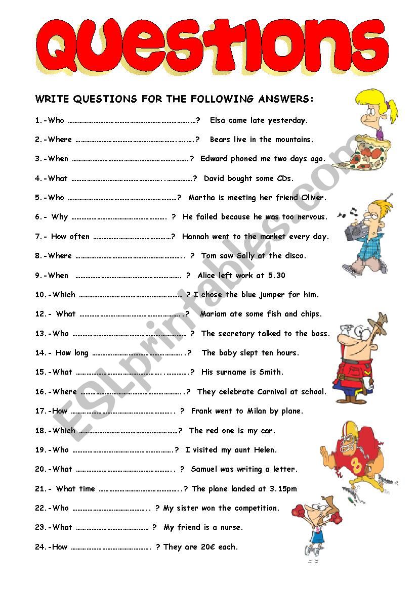 QUESTIONS worksheet