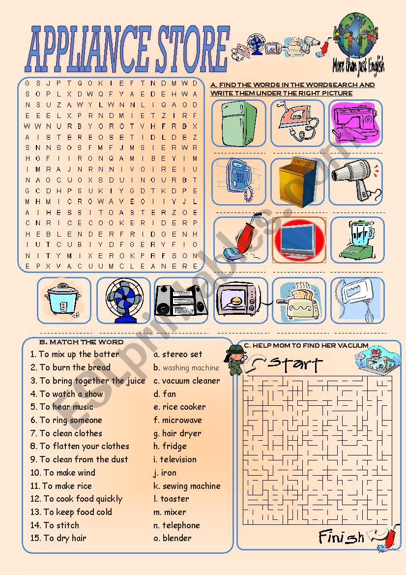 APPLIANCE STORE worksheet