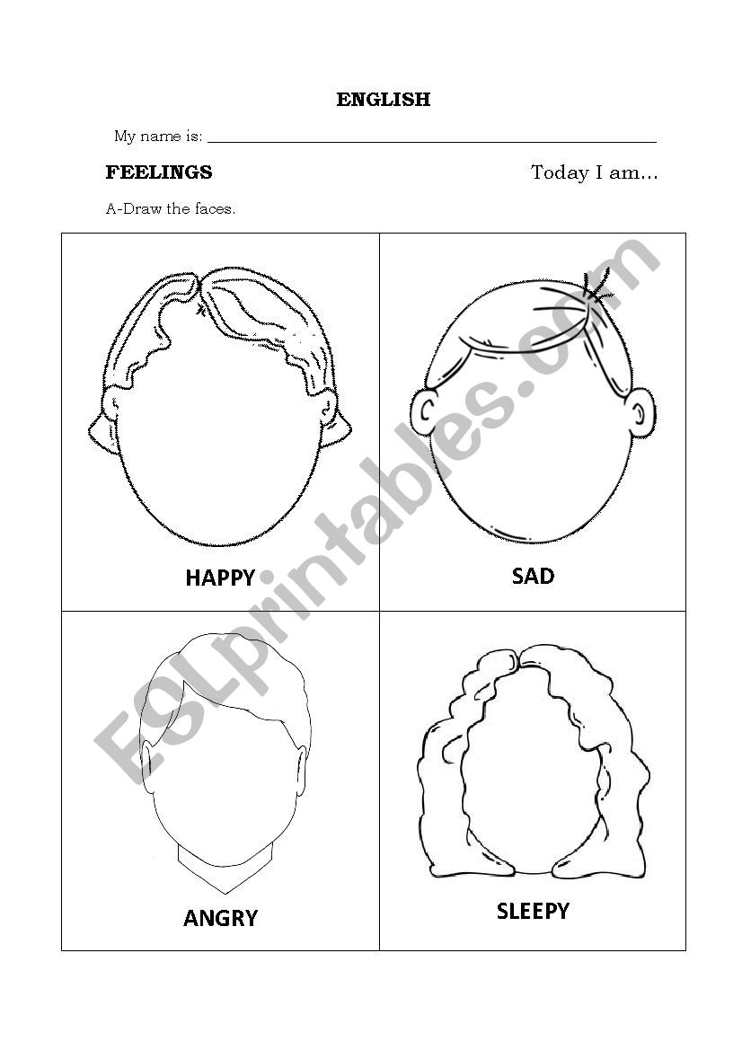 feelings faces to draw worksheet