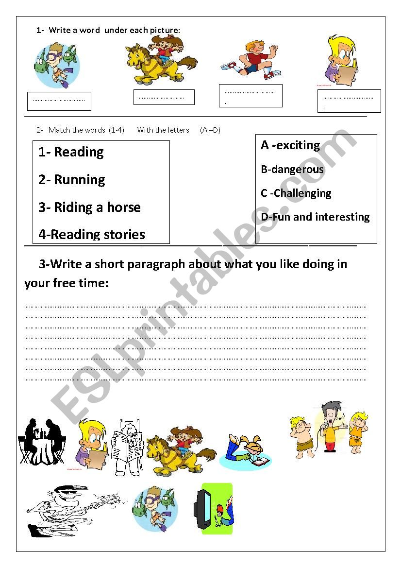 free time activities worksheet