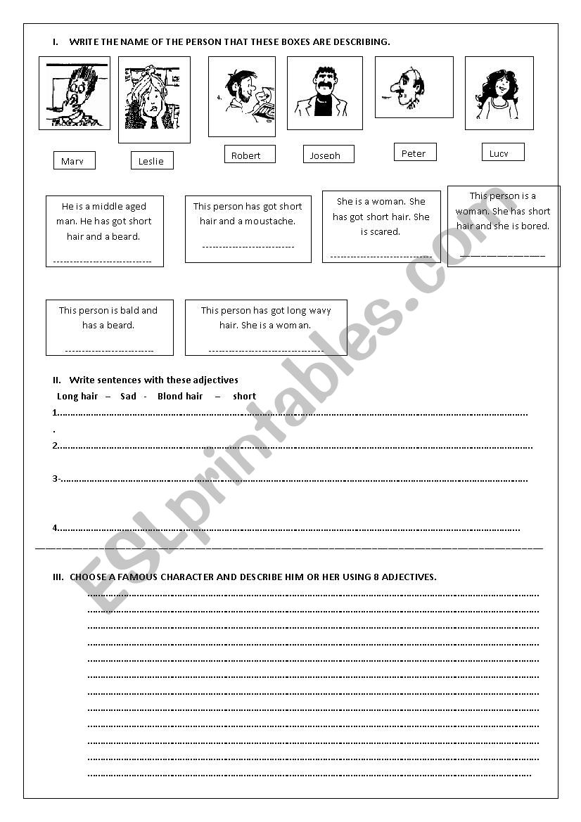 describing people  worksheet