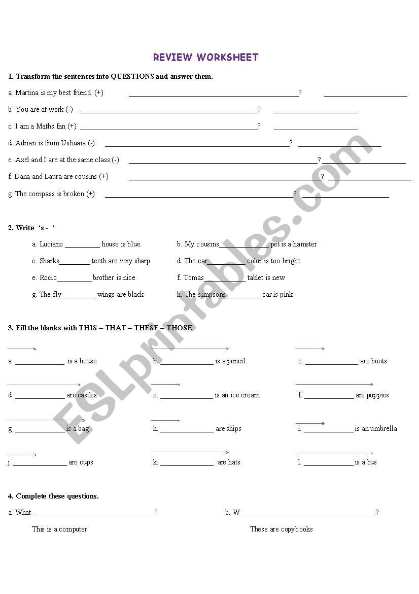 Review Worksheet worksheet