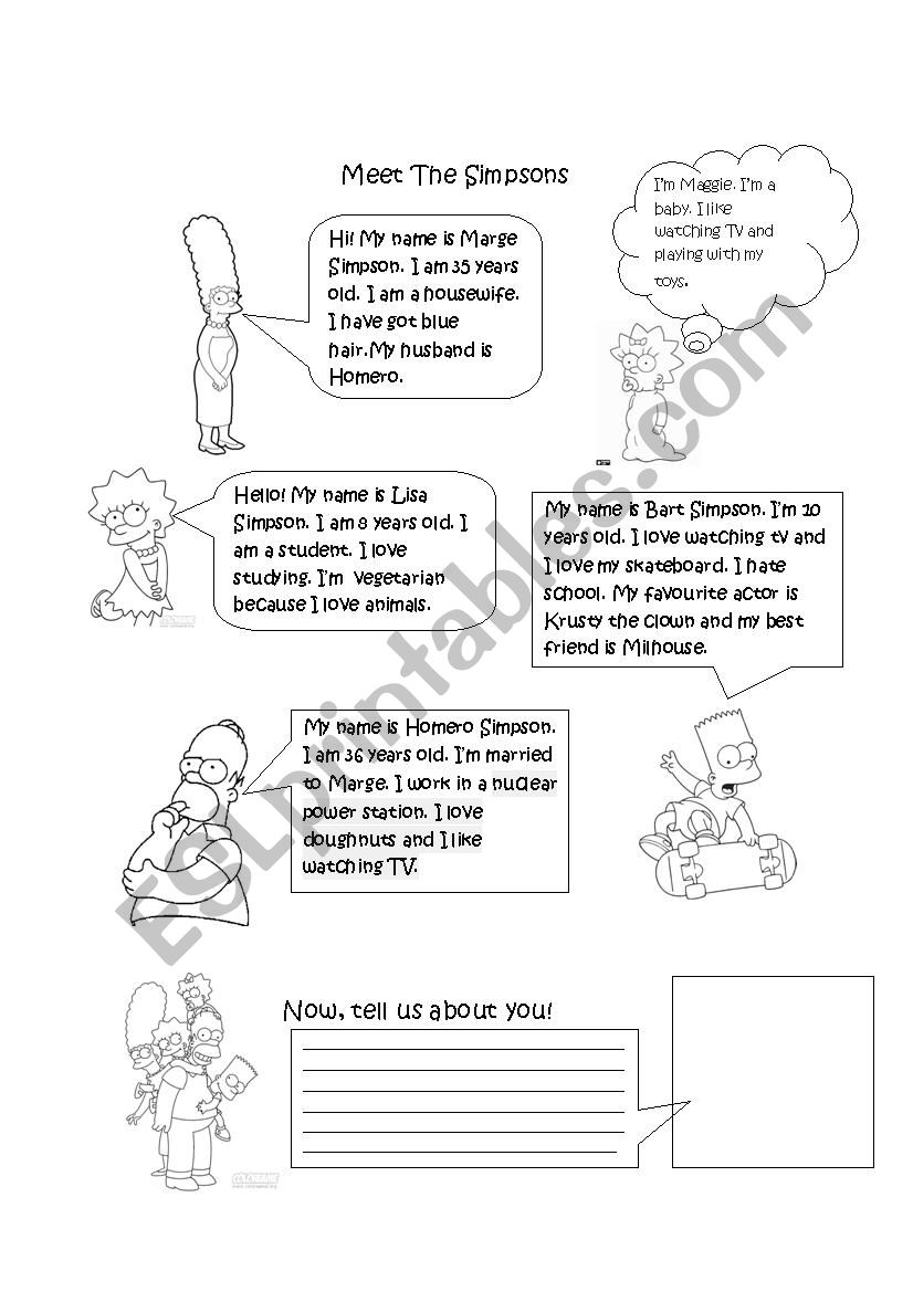 Meeting the simpsons worksheet