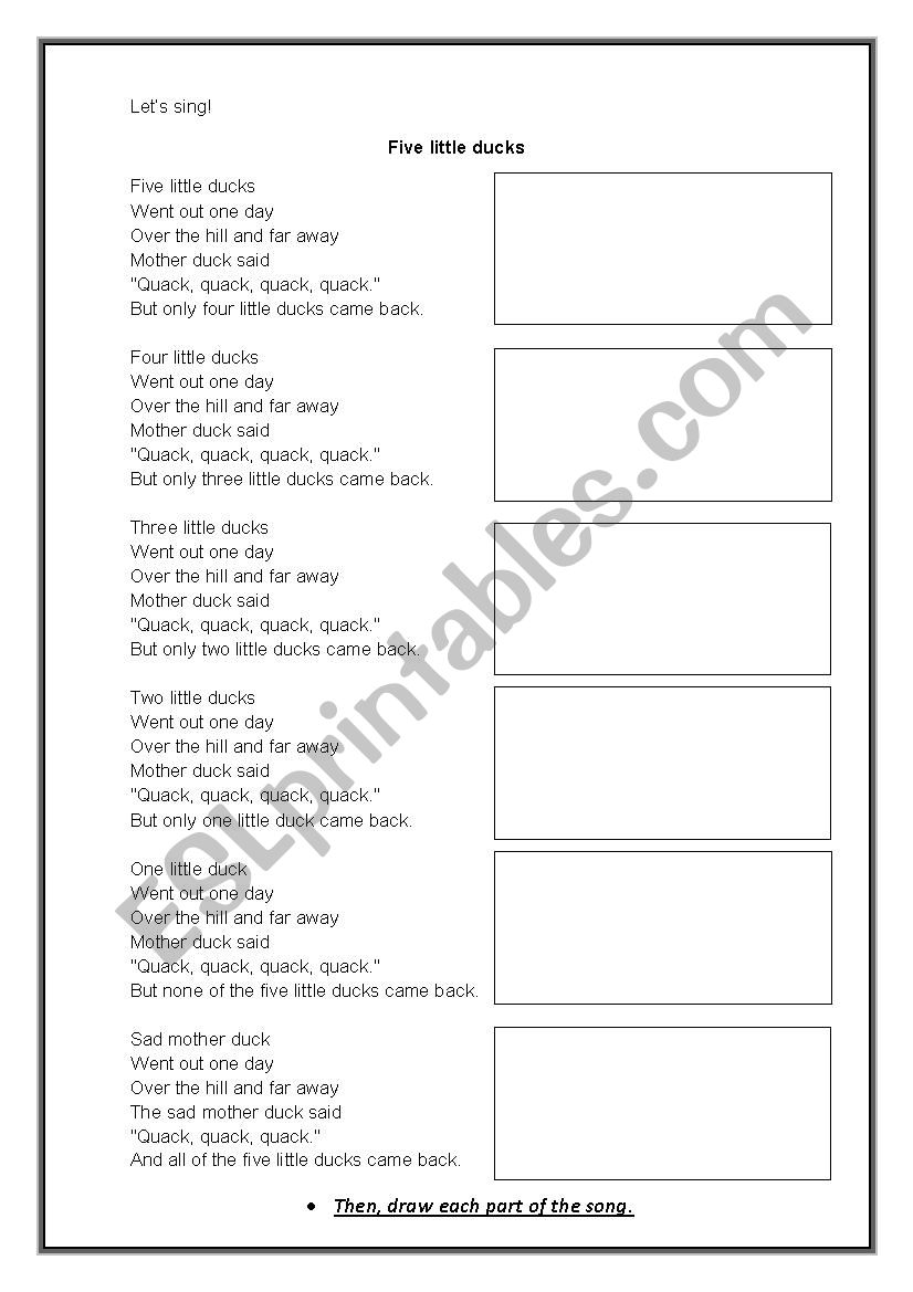 Five Little Ducks worksheet