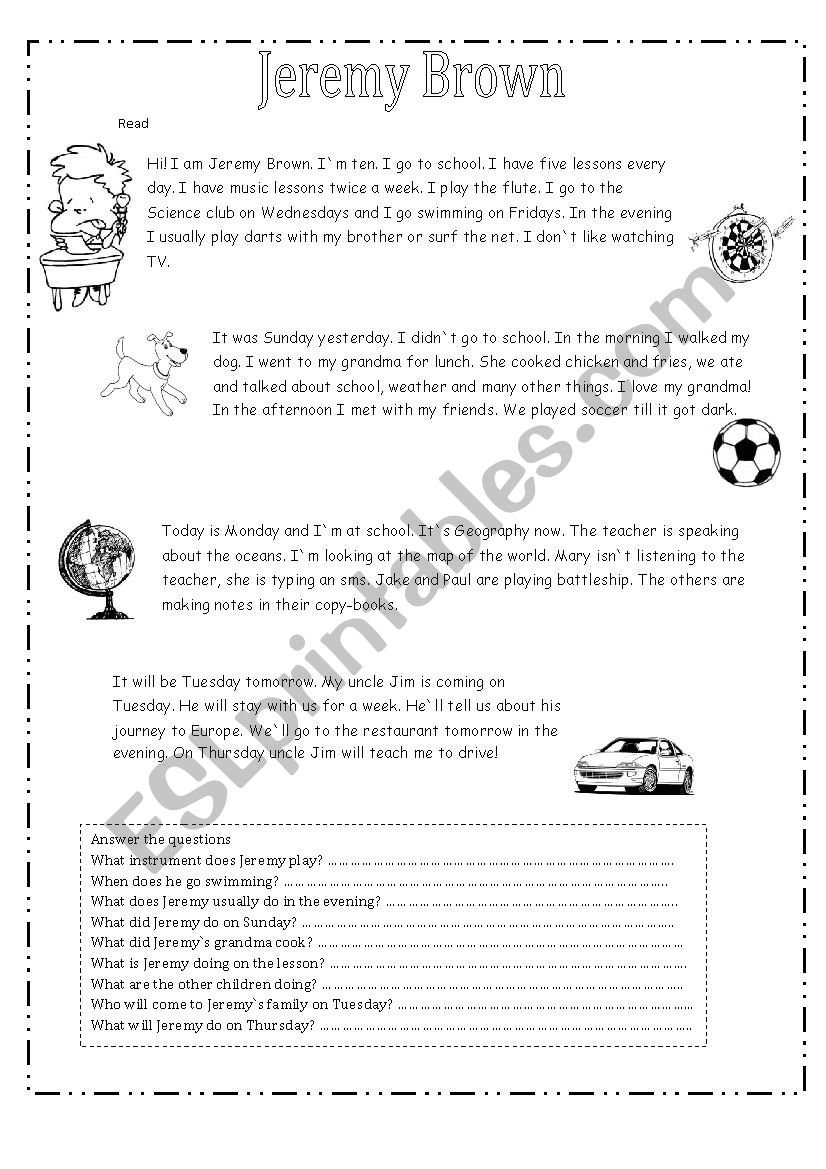 Simple reading to practice 4 tenses