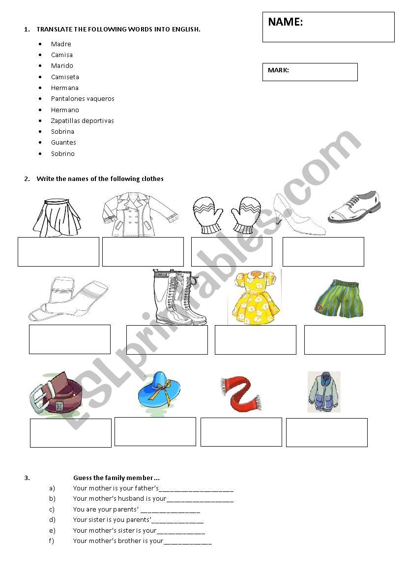 clothes test - ESL worksheet by monicasvic