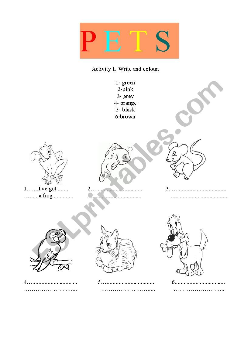 PETS worksheet