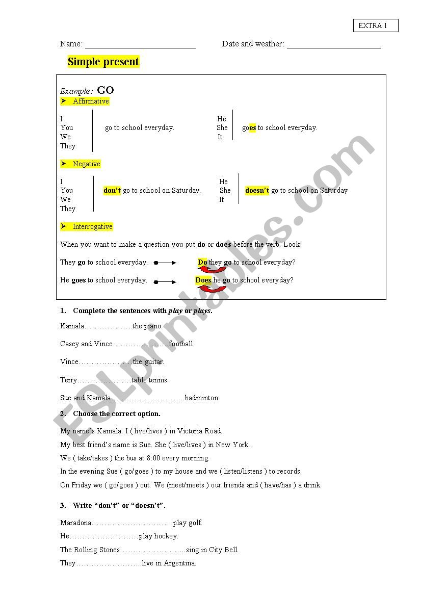 Present Simple worksheet