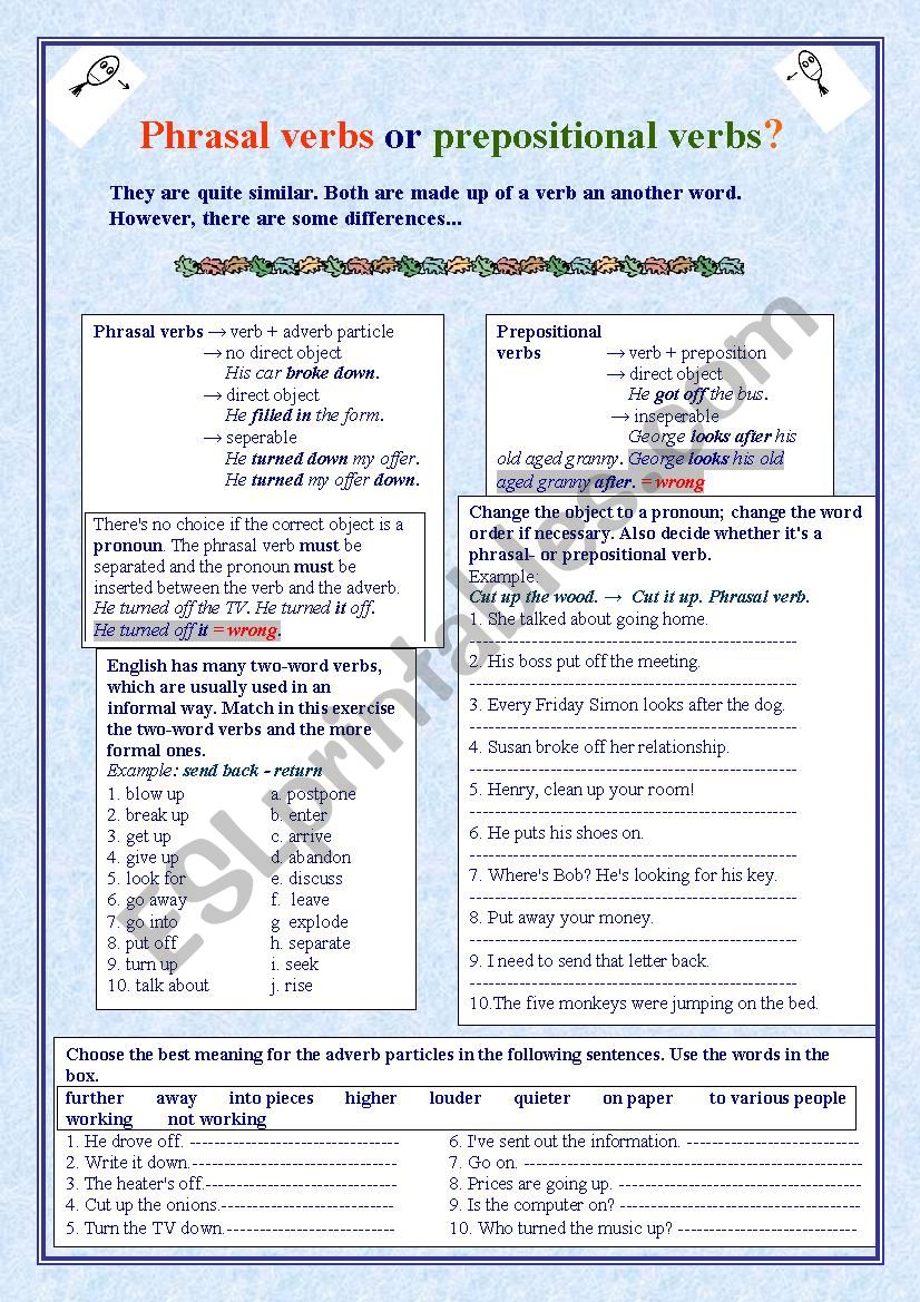 Phrasal verbs or prepositional verbs