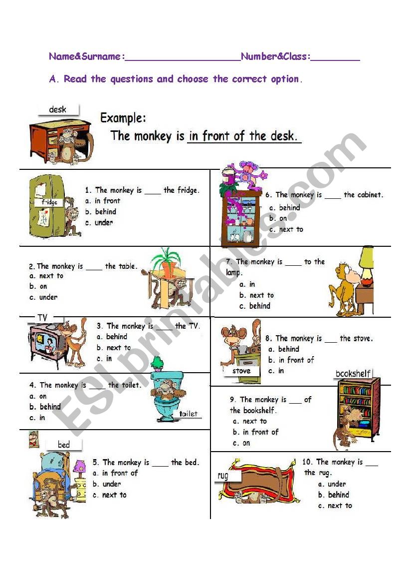 prepositions worksheet