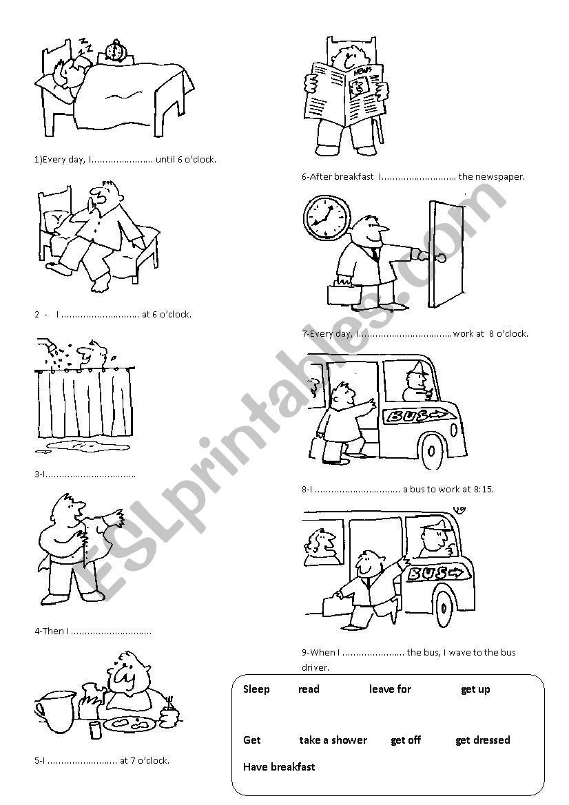 daily routine activities worksheet
