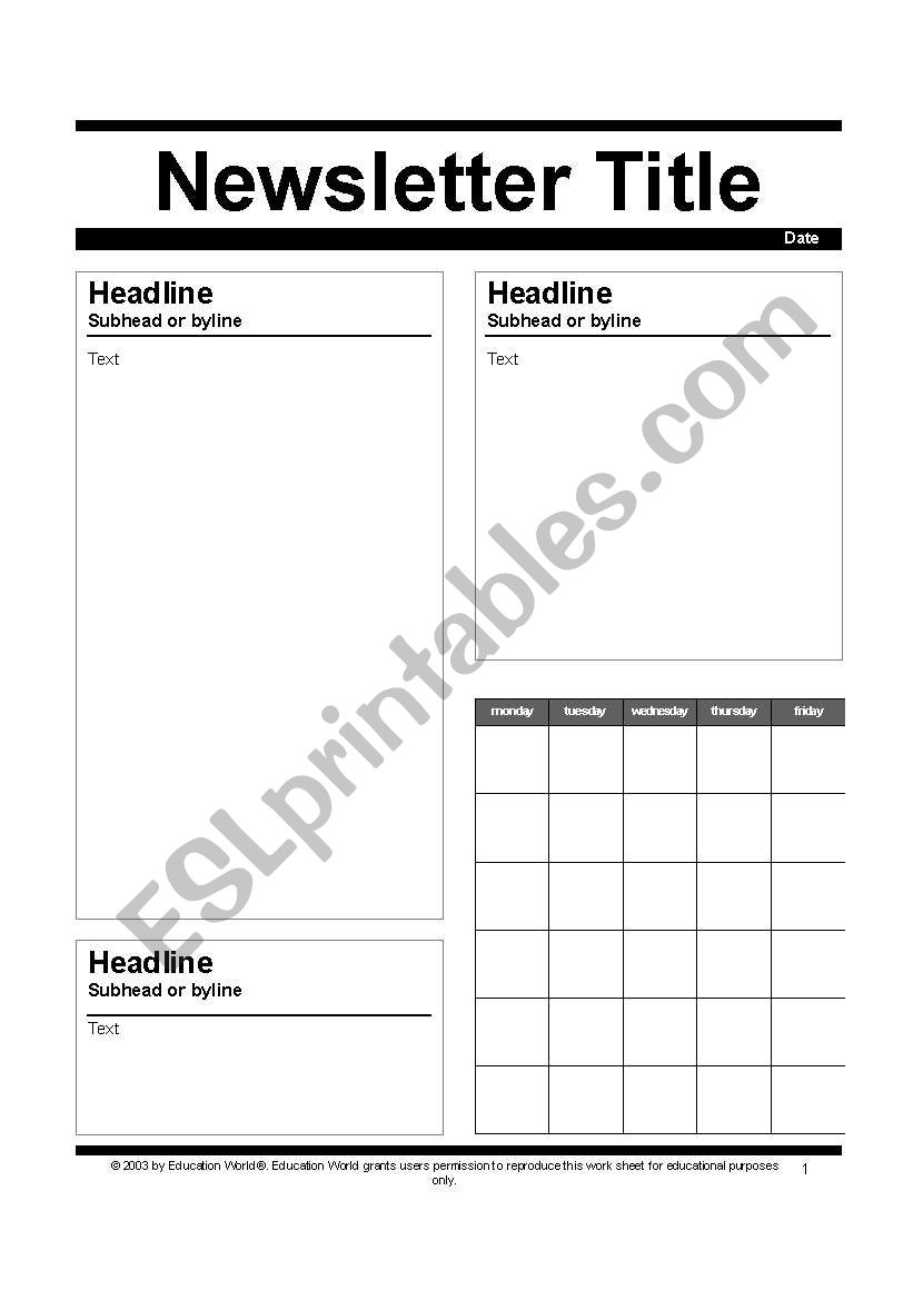 newspaper worksheet