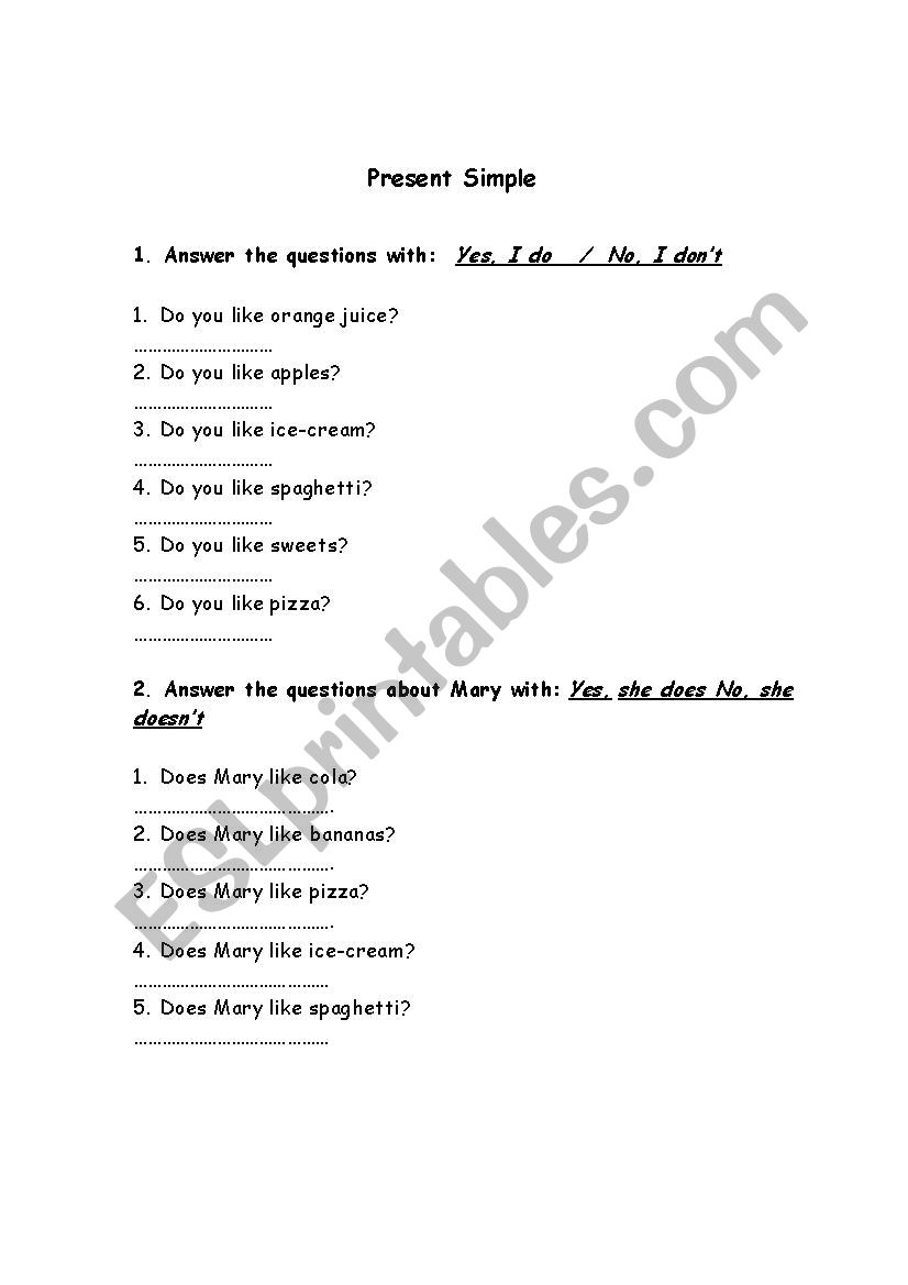 Present Simple worksheet