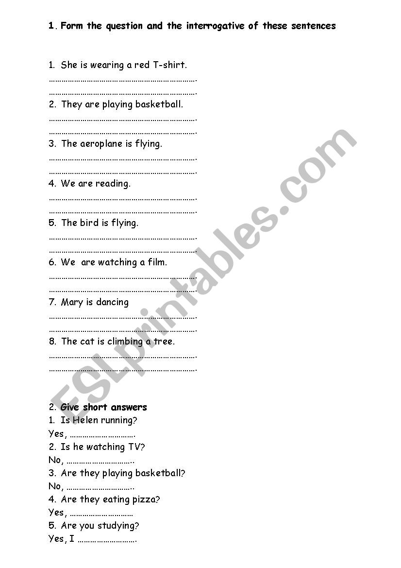 Present Continuous worksheet