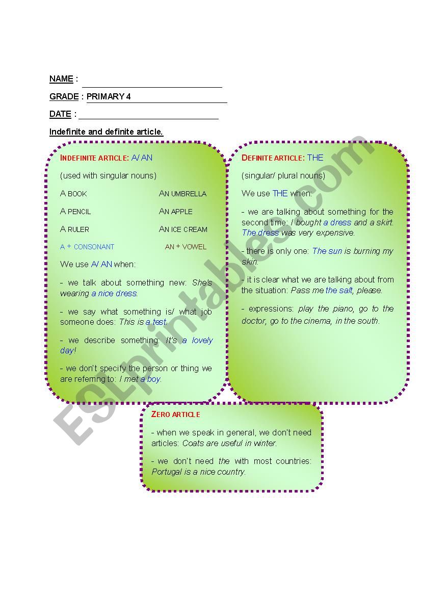 Grammar PRIMARY 4 worksheet