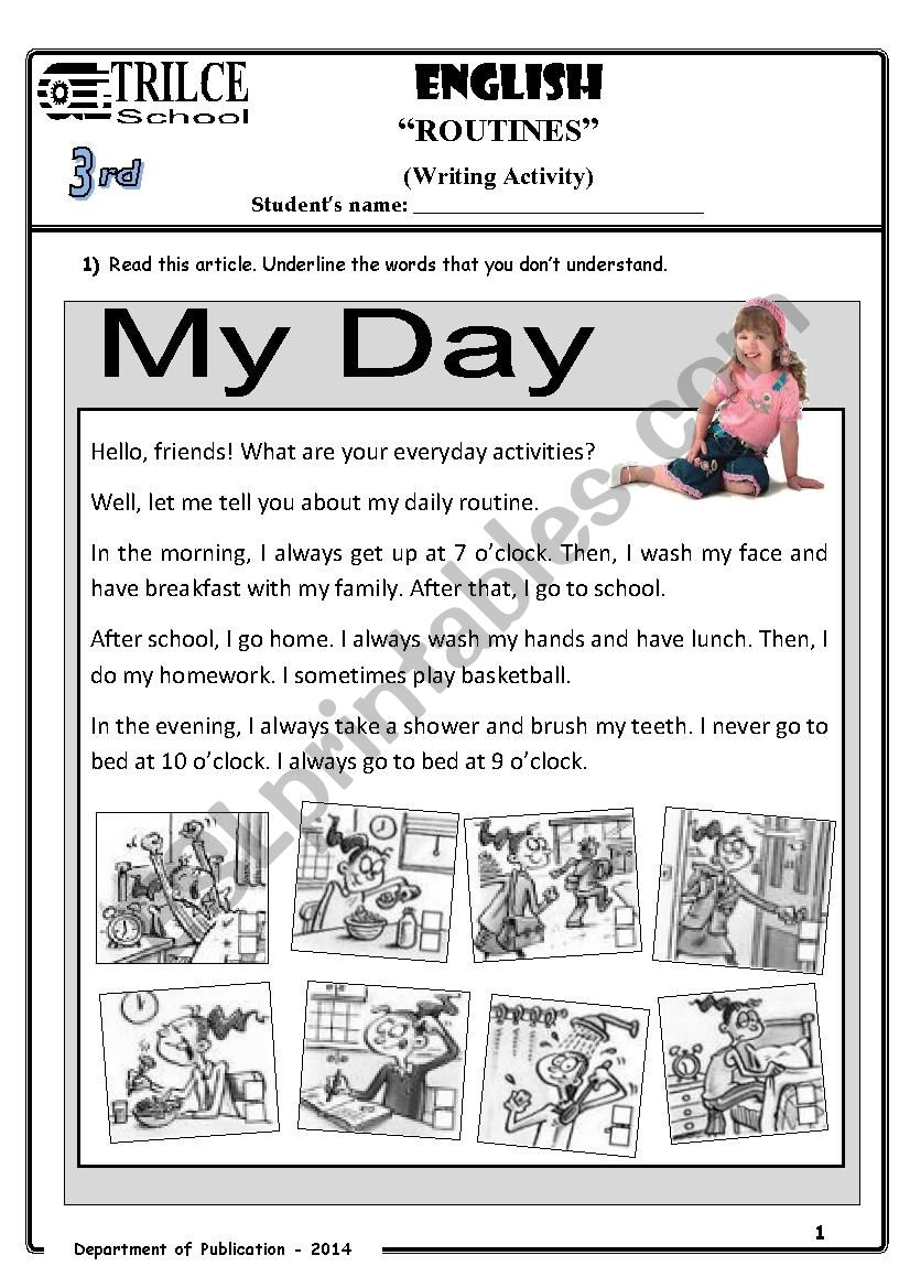 MY DAY worksheet