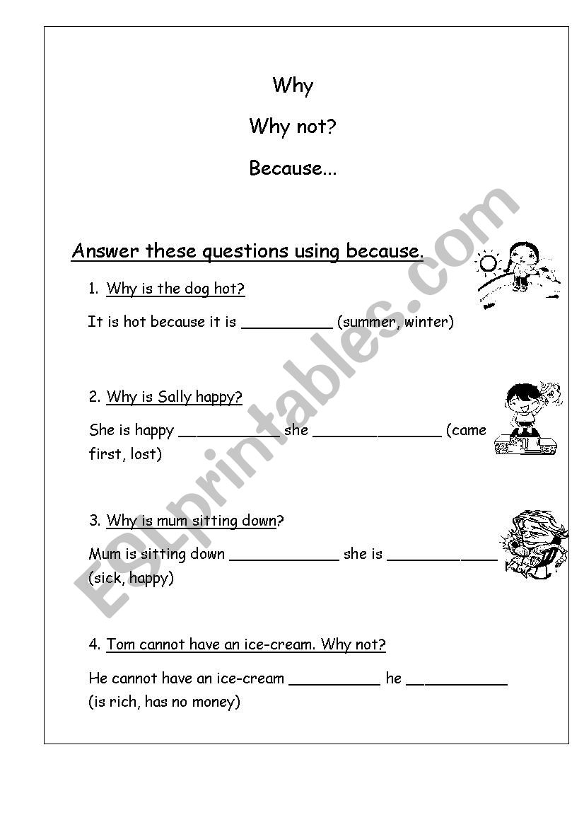 Why questions - ESL worksheet by riann