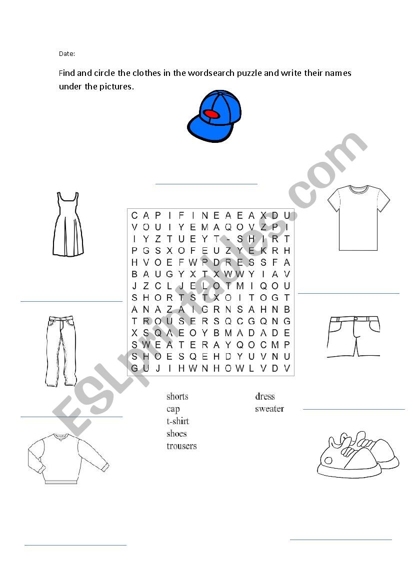 The clothes worksheet