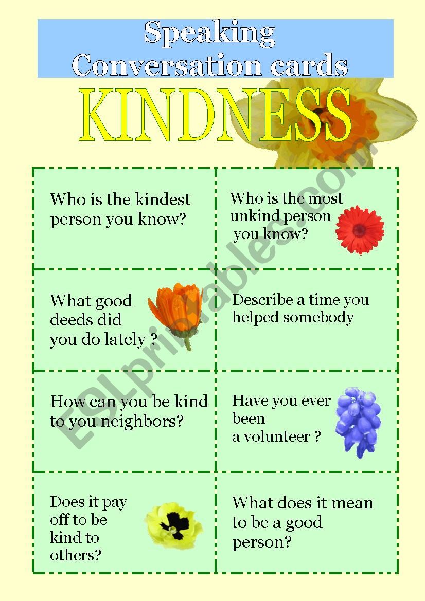 Speaking cards - Kindness worksheet