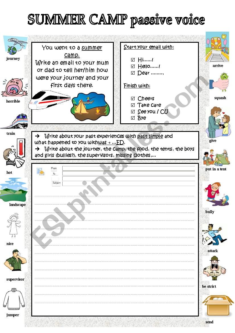 Summer camp passive voice worksheet