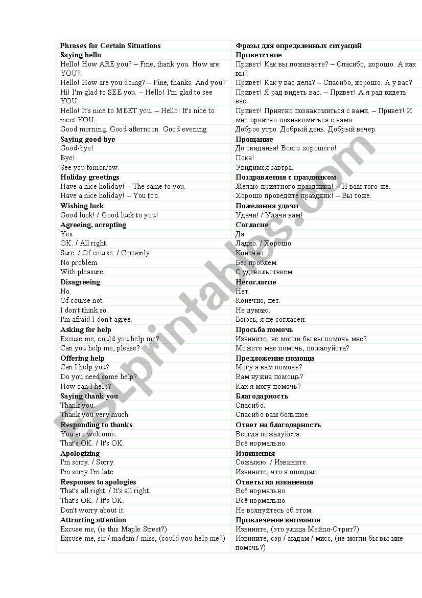 english phrases worksheet