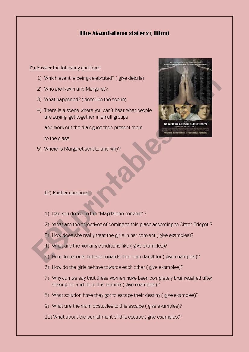 Film : The Magdalene Sisters worksheet