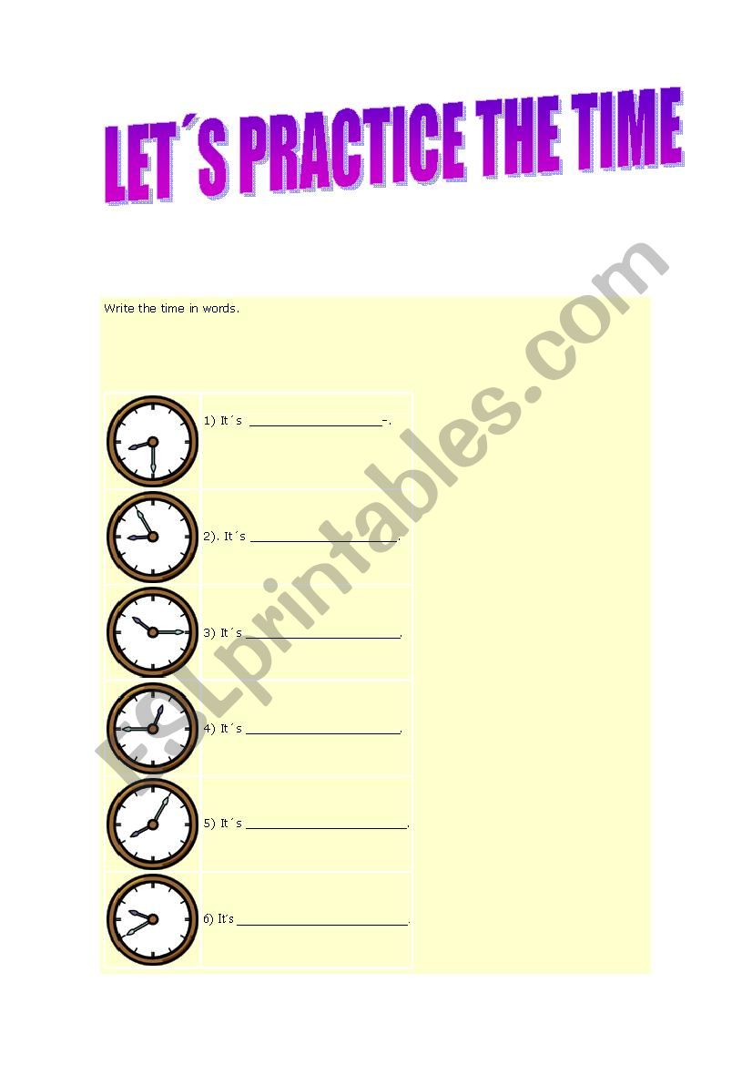 TIME PRACTICE worksheet