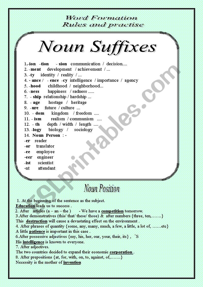 Word Formation  worksheet