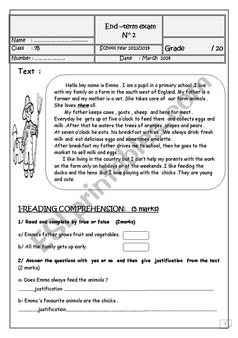 7th end  term 2 worksheet