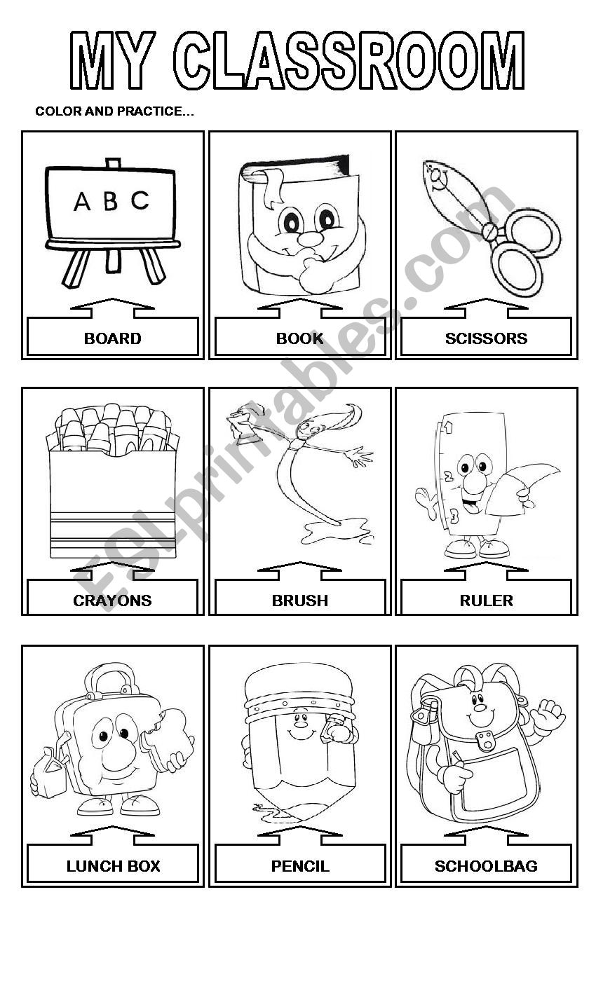 Classroom Pictionary worksheet