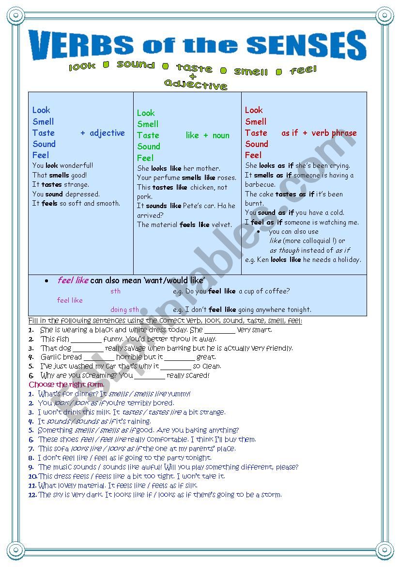 verb-of-senses-esl-worksheet-by-kaya7910