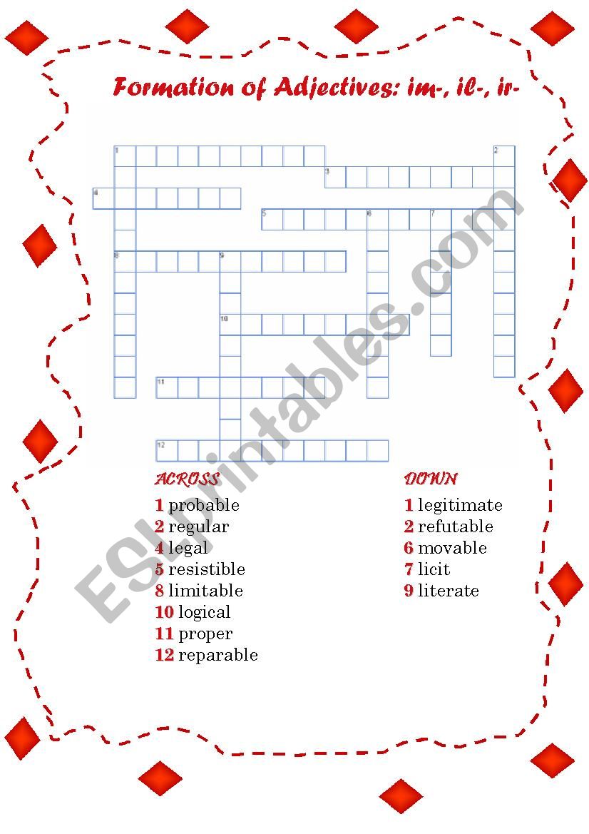 Word Formation. Prefixes ir-, il-, im. (Reuploaded)