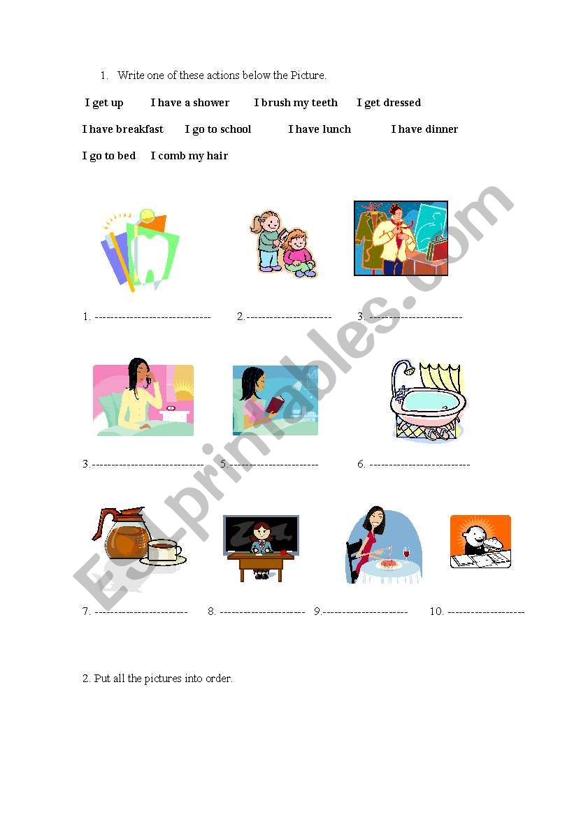 routines worksheet