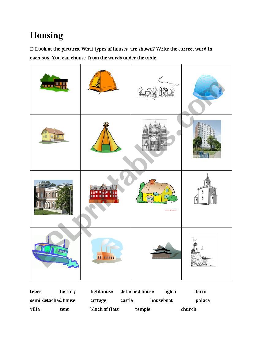 Housing worksheet