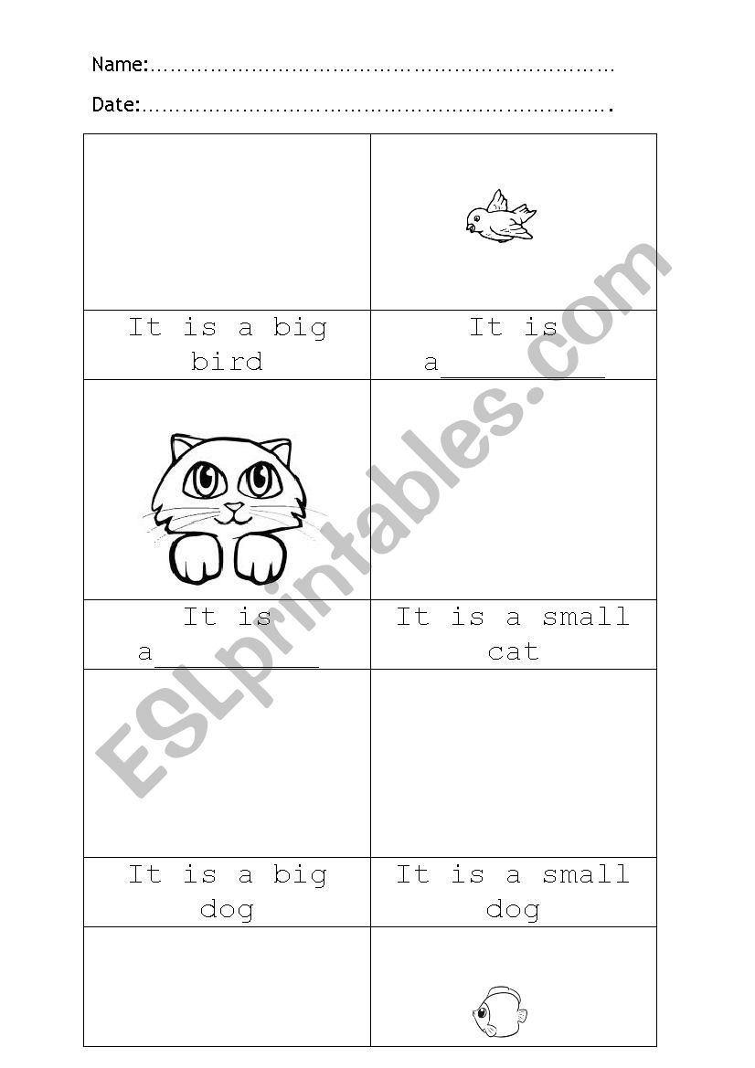 Animals. Big- small worksheet
