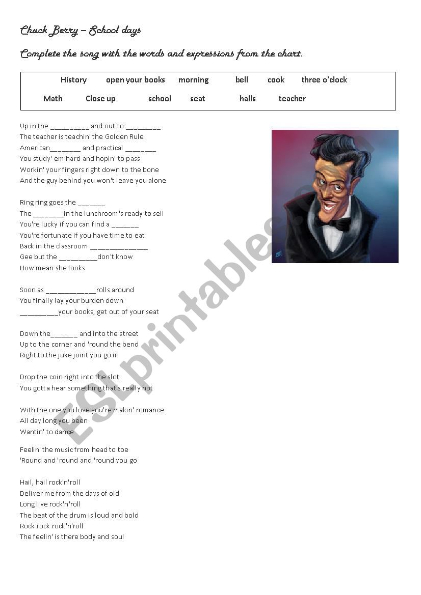 Chuck Berry - School days worksheet