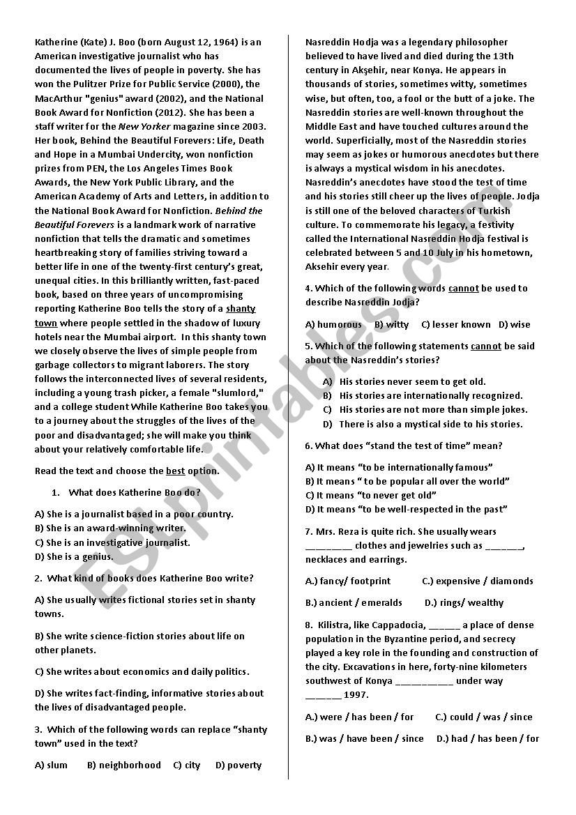 TEOG Practice Test  worksheet