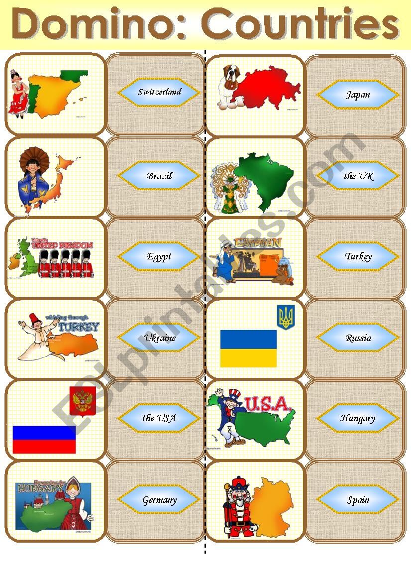 Domino. Countries. worksheet