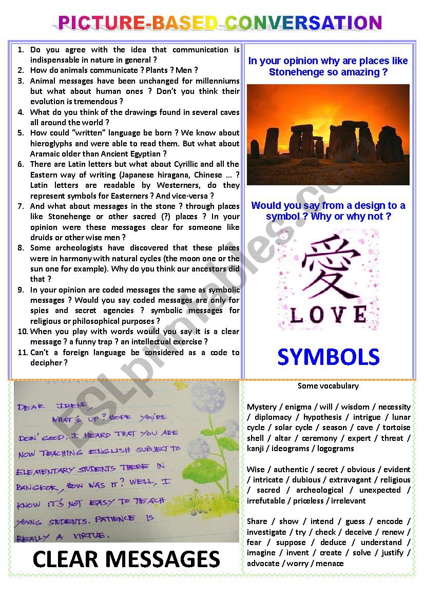 Picture-based converstation : topic 26 - symbols vs clear messages