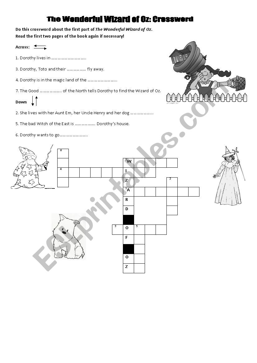 Wizard of Oz- Crossword worksheet