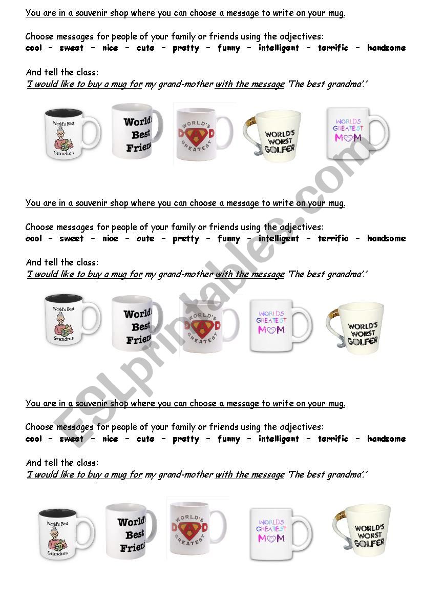 Mugs and superlatives worksheet
