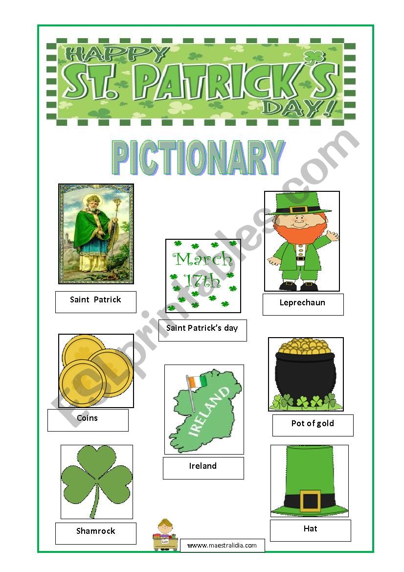 SAINT PATRICKS PICTIONARY worksheet