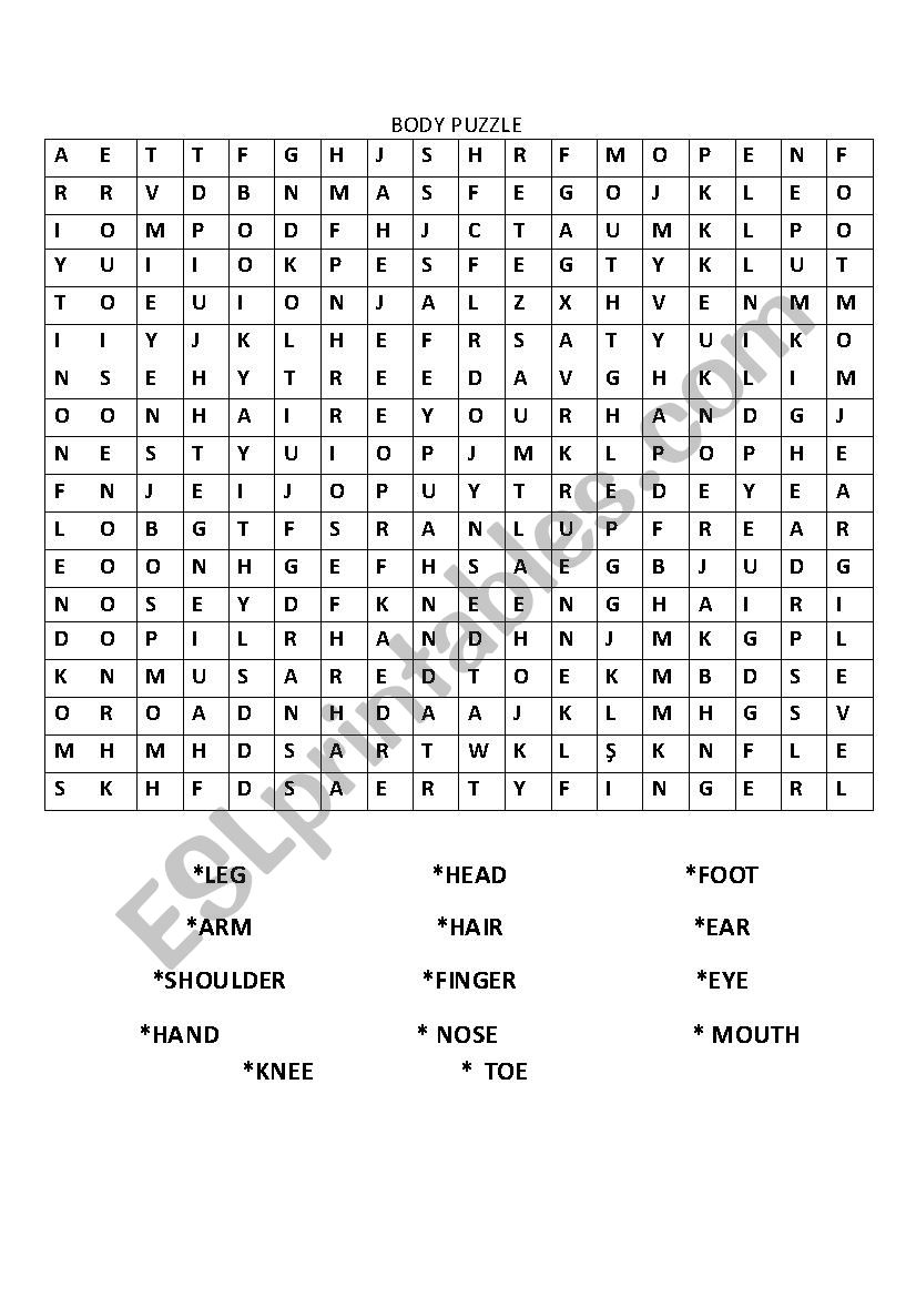Body Parts Puzzle worksheet