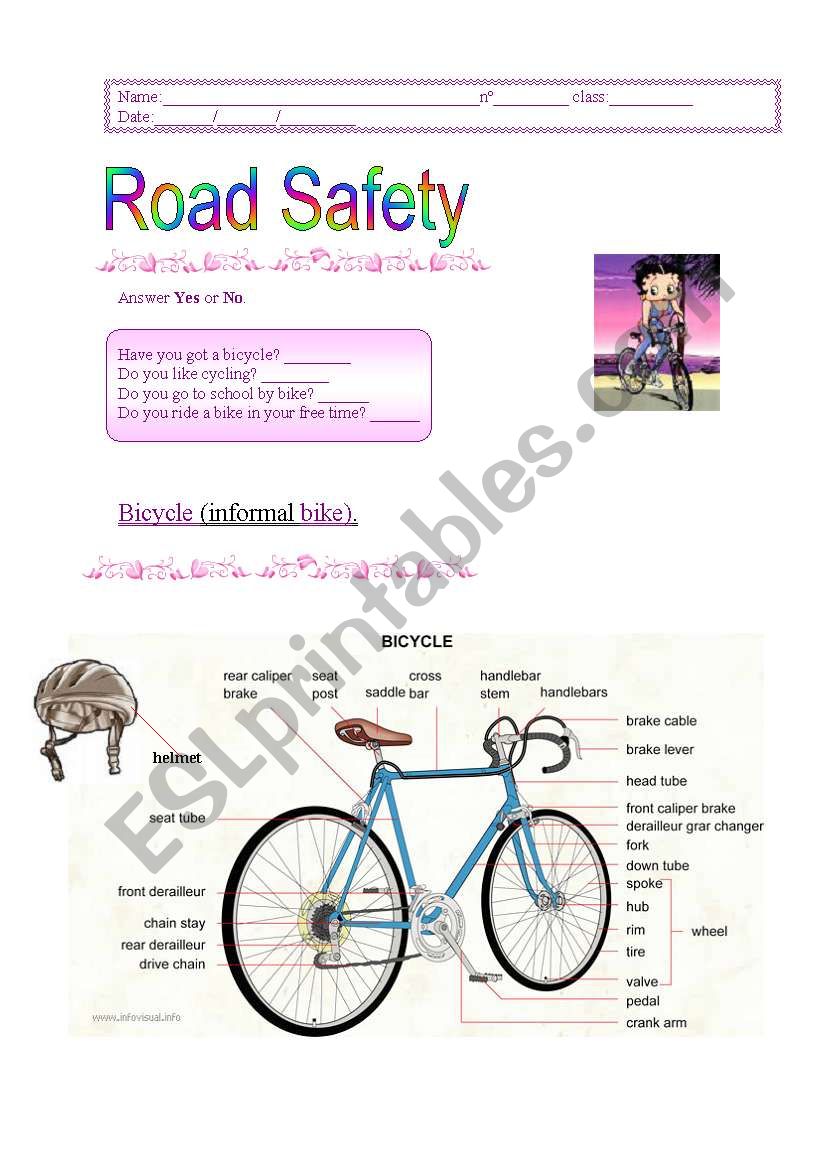 Road  Safety worksheet